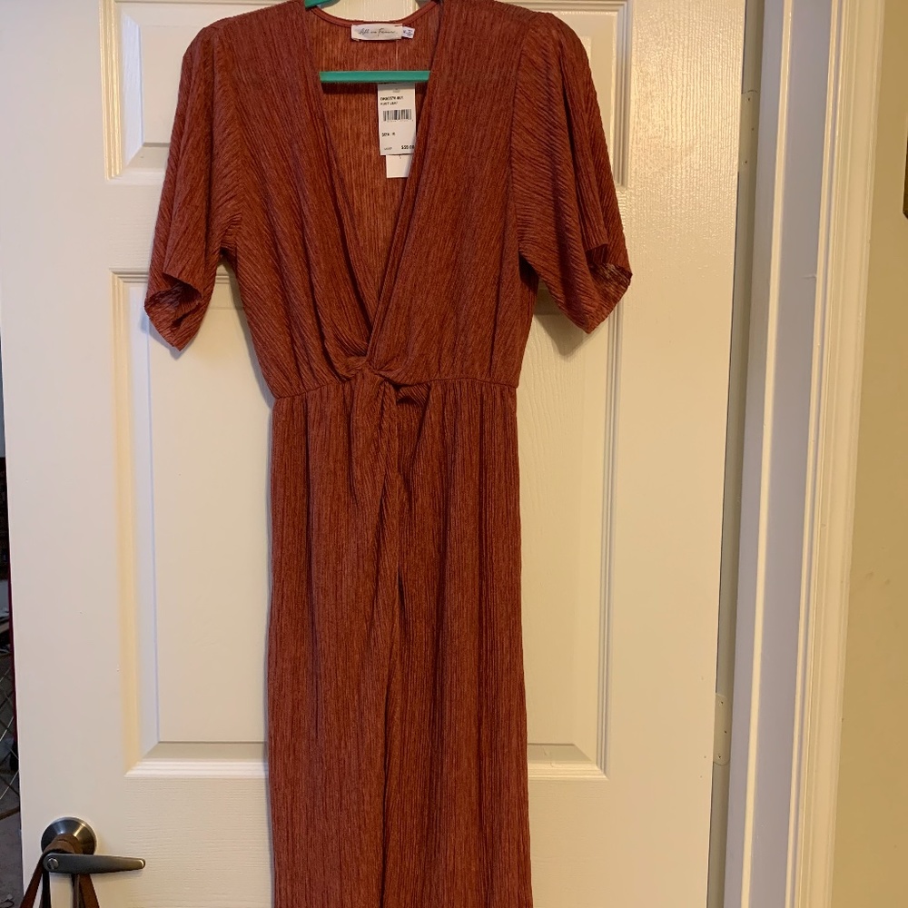 All In Favor Dolman Plisse Midi Dress